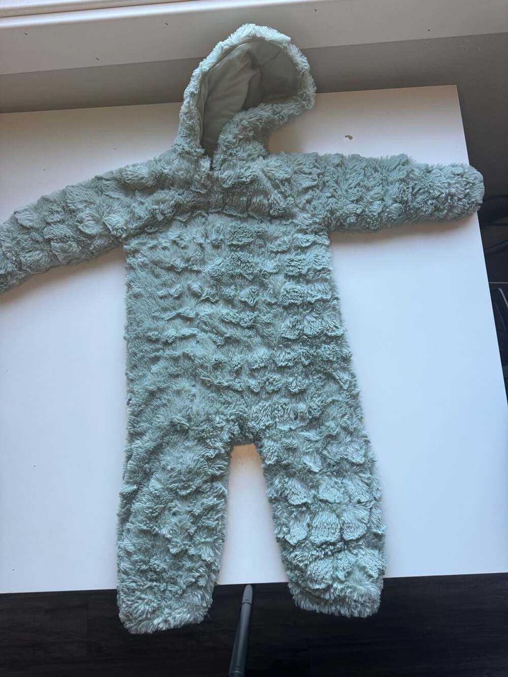 Koala Baby Dinosaur Hooded Bunting Suit Size 12-18M Green Faux Fur